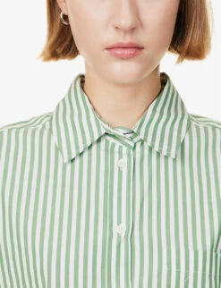 Weekend Max Mara Perak Striped Cotton Shirt 11 Weekend Max Mara Perak Striped Cotton Shirt -Whistles Closet Shop R04151181 GREEN ALT05
