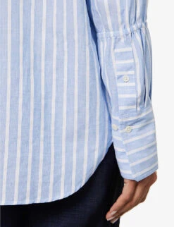 ME AND EM Stripe-pattern Boyfriend-fit Cotton Shirt -Whistles Closet Shop R04151520 BLUEWHITE ALT05