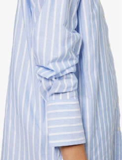 ME AND EM Stripe-pattern Boyfriend-fit Cotton Shirt -Whistles Closet Shop R04151520 BLUEWHITE ALT06