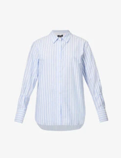 ME AND EM Stripe-pattern Boyfriend-fit Cotton Shirt