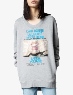 Zadig & Voltaire Freya Photoprint Cotton Sweatshirt 9 Zadig & Voltaire Freya Photoprint Cotton Sweatshirt -Whistles Closet Shop R04151986 GRISCHINE ALT04