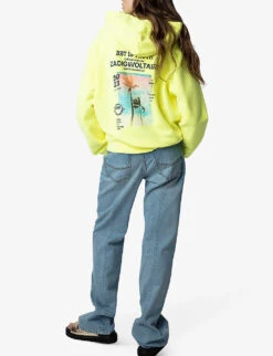 Zadig & Voltaire Georgy Palm Tree Photo-print Organic Cotton-blend Hoody -Whistles Closet Shop R04152003 NEON ALT03