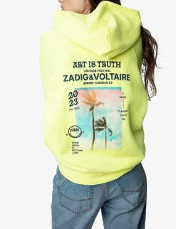 Zadig & Voltaire Georgy Palm Tree Photo-print Organic Cotton-blend Hoody -Whistles Closet Shop R04152003 NEON ALT04