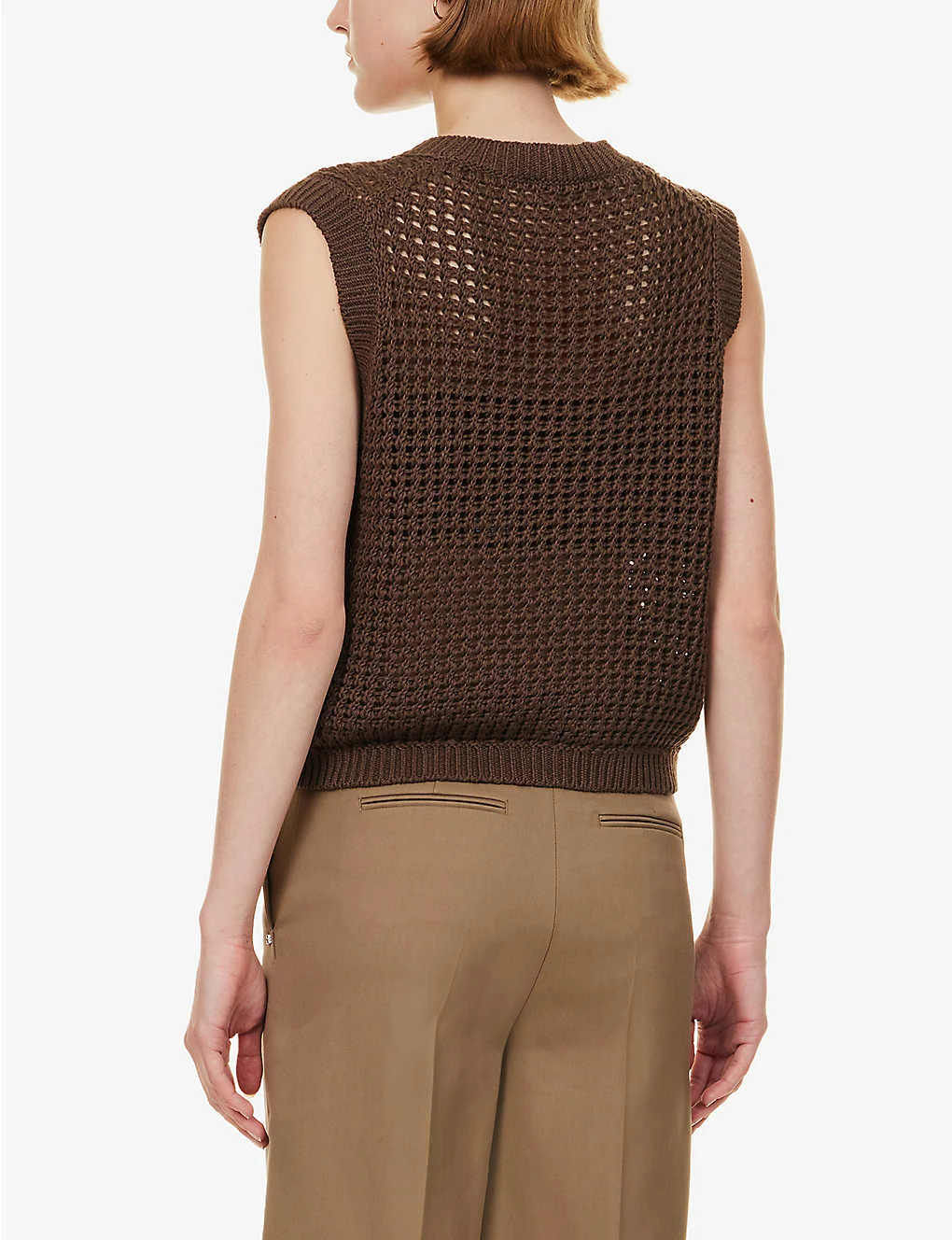 THEORY Textured Sleeveless Cotton Knitted Vest 4 THEORY Textured Sleeveless Cotton Knitted Vest - Image 4