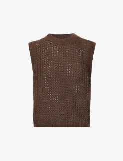 THEORY Textured Sleeveless Cotton Knitted Vest