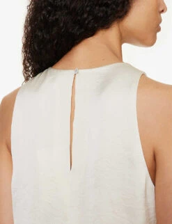 THEORY Round-neck Split-hem Satin Maxi Dress 9 THEORY Round-neck Split-hem Satin Maxi Dress -Whistles Closet Shop R04152420 RICE ALT04