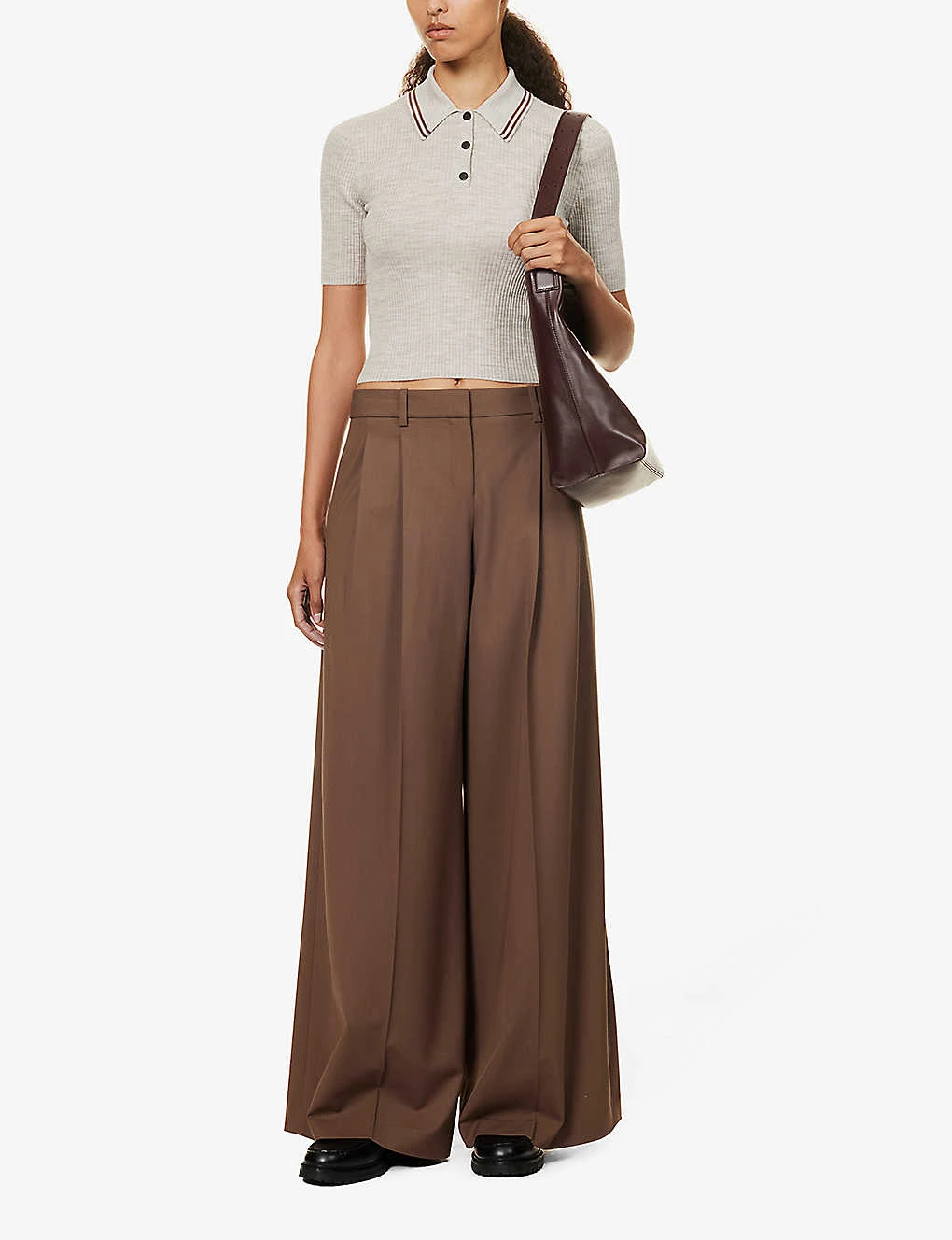 THEORY Polo-collar Contrast-trim Wool-blend Top 2 THEORY Polo-collar Contrast-trim Wool-blend Top - Image 2