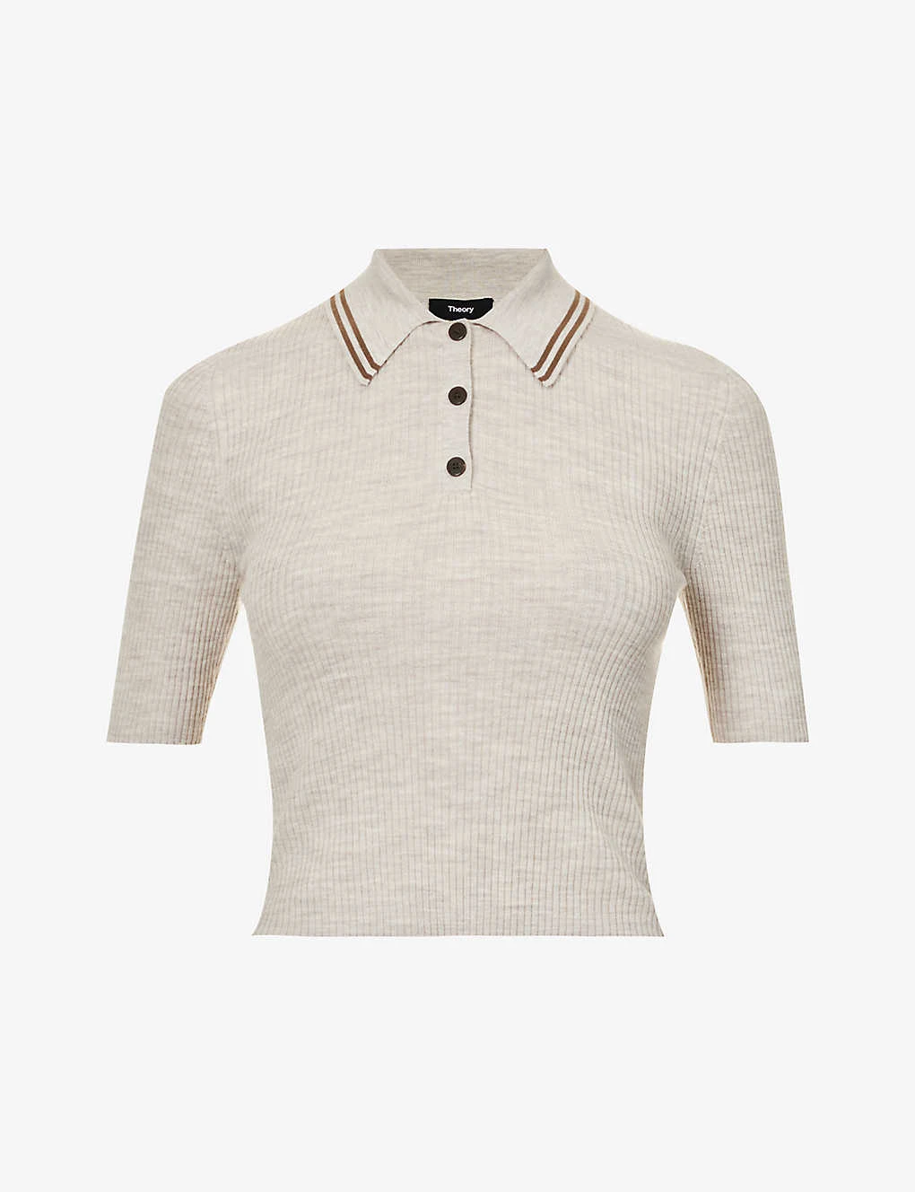 THEORY Polo-collar Contrast-trim Wool-blend Top 1 THEORY Polo-collar Contrast-trim Wool-blend Top