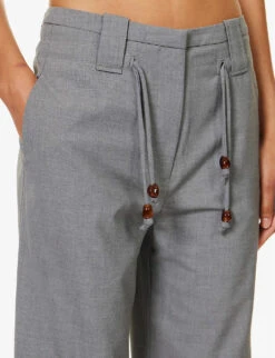 Ganni Bead-embellished Straight-leg Mid-rise Stretch-woven Trousers 9 Ganni Bead-embellished Straight-leg Mid-rise Stretch-woven Trousers -Whistles Closet Shop R04152930 PALOMAMELANGE ALT04