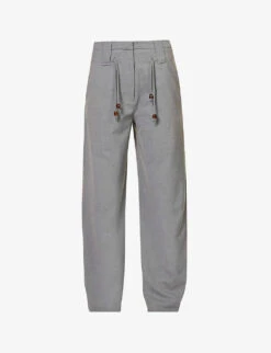 Ganni Bead-embellished Straight-leg Mid-rise Stretch-woven Trousers