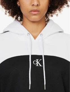 Calvin Klein Colour-blocked Contrast-panel Woven Hoody -Whistles Closet Shop R04153241 CKBLACK ALT04
