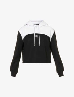 Calvin Klein Colour-blocked Contrast-panel Woven Hoody