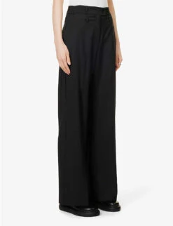 Wide-leg Mid-rise Wool Trousers 7 Wide-leg Mid-rise Wool Trousers -Whistles Closet Shop R04153454 BLACKWOOL ALT02