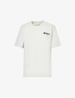 New Arrival 9 Outline Logo-print Cotton-jersey T-shirt