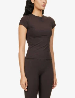 Ultimate Slim-fit Stretch-woven T-shirt 7 Ultimate Slim-fit Stretch-woven T-shirt -Whistles Closet Shop R04153522 COFFEEBEAN ALT02