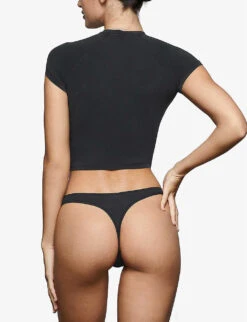 Vintage Cropped Stretch-cotton T-shirt -Whistles Closet Shop R04153795 WASHEDONYX ALT03