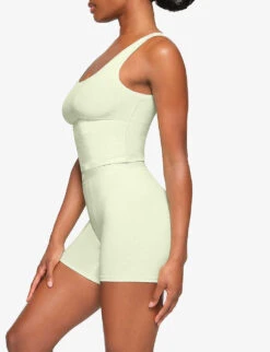 Soft Lounge Ribbed Stretch-jersey Top 6 Soft Lounge Ribbed Stretch-jersey Top -Whistles Closet Shop R04153805 HONEYDEW ALT02