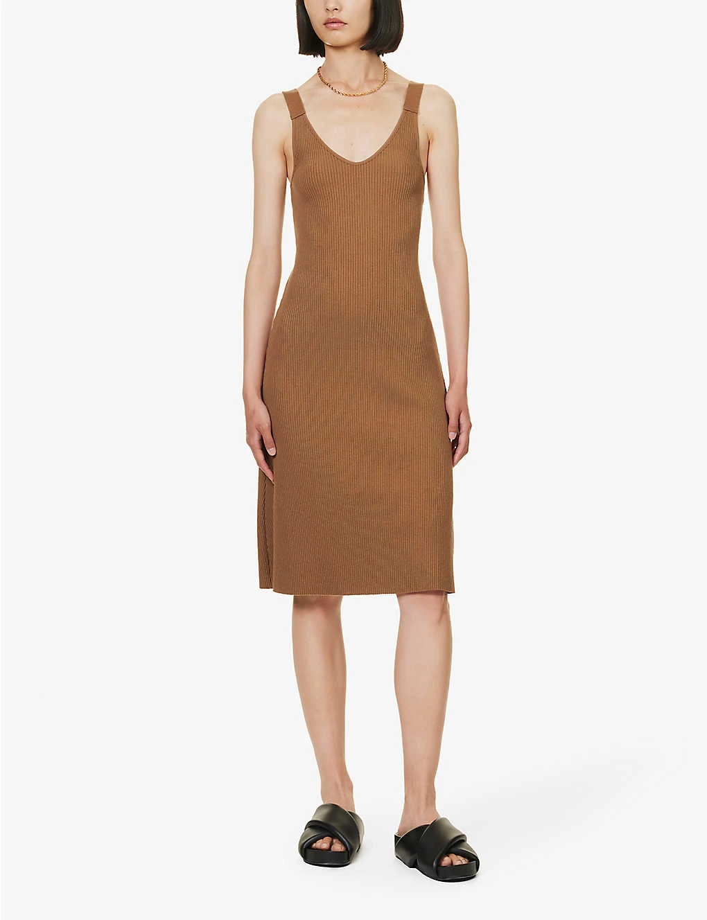 Vince V-neck Ribbed Stretch-knit Midi Dress 2 Vince V-neck Ribbed Stretch-knit Midi Dress - Image 2