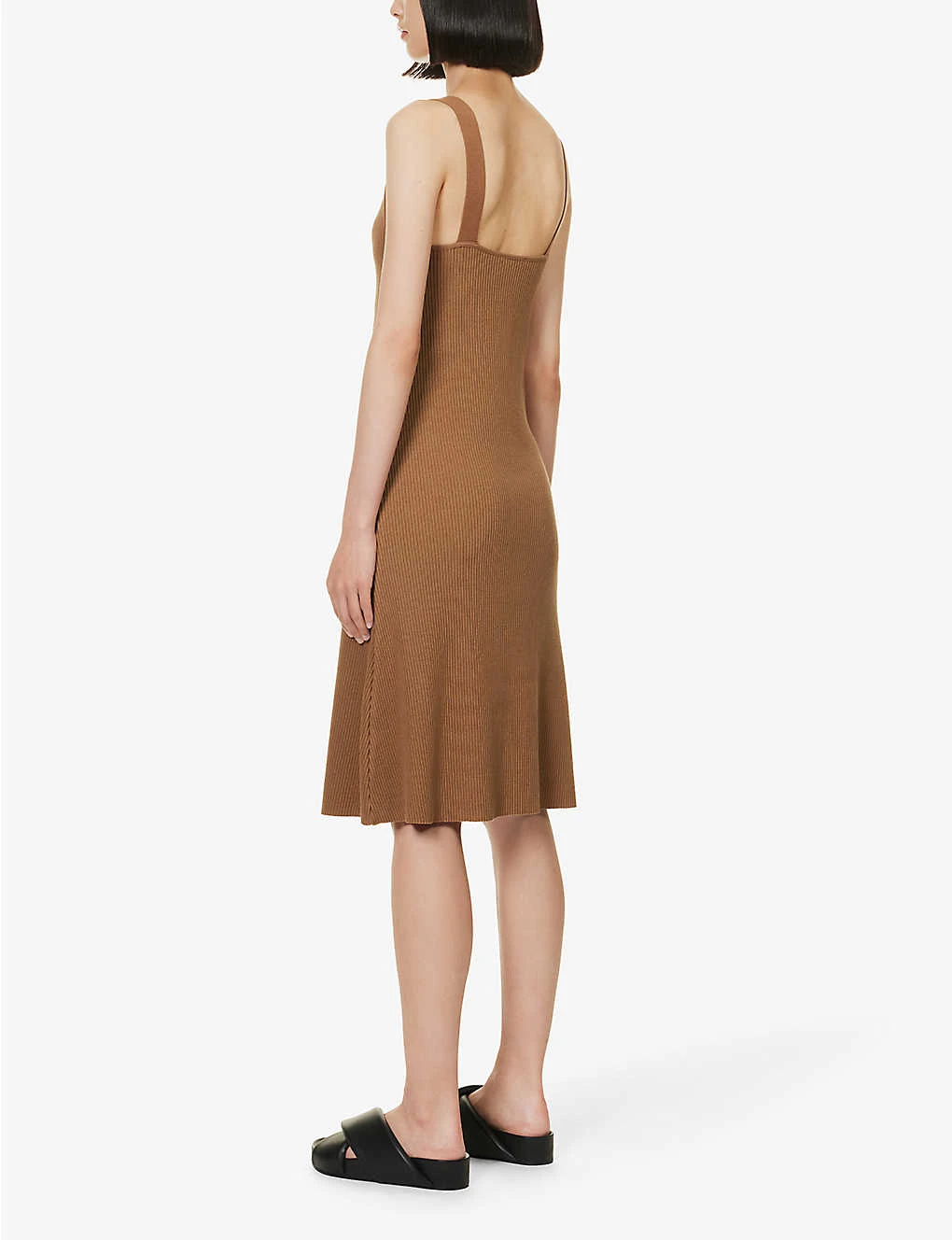 Vince V-neck Ribbed Stretch-knit Midi Dress 4 Vince V-neck Ribbed Stretch-knit Midi Dress - Image 4