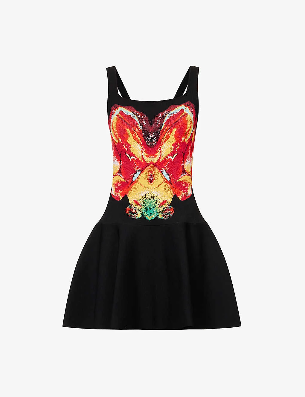 Alexander McQueen Solarised Orchid Graphic-print Knitted Mini Dress 1 Alexander McQueen Solarised Orchid Graphic-print Knitted Mini Dress