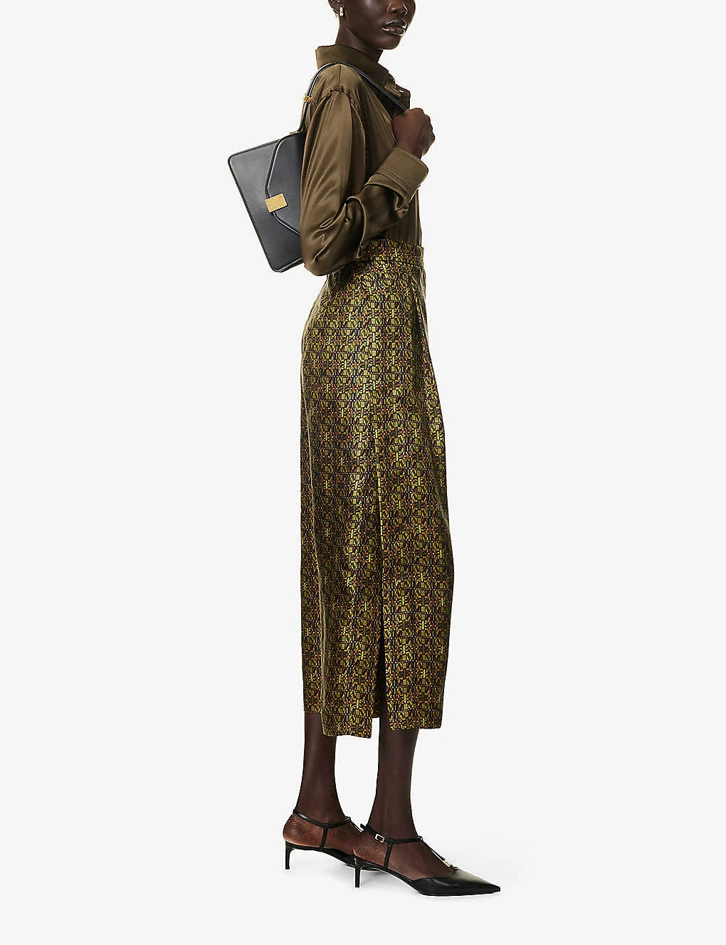 Max Mara Moxa Monogram-print High-rise Wide-leg Cropped Silk Trousers 2 Max Mara Moxa Monogram-print High-rise Wide-leg Cropped Silk Trousers - Image 2