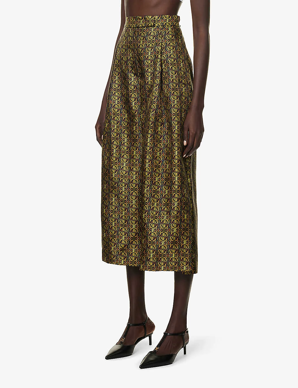 Max Mara Moxa Monogram-print High-rise Wide-leg Cropped Silk Trousers 3 Max Mara Moxa Monogram-print High-rise Wide-leg Cropped Silk Trousers - Image 3