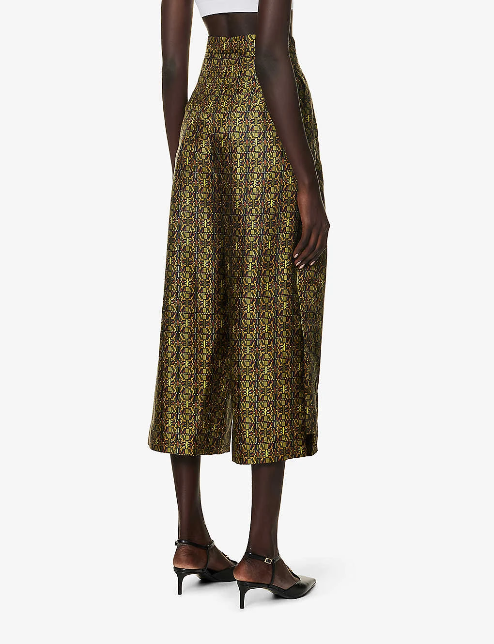 Max Mara Moxa Monogram-print High-rise Wide-leg Cropped Silk Trousers 4 Max Mara Moxa Monogram-print High-rise Wide-leg Cropped Silk Trousers - Image 4