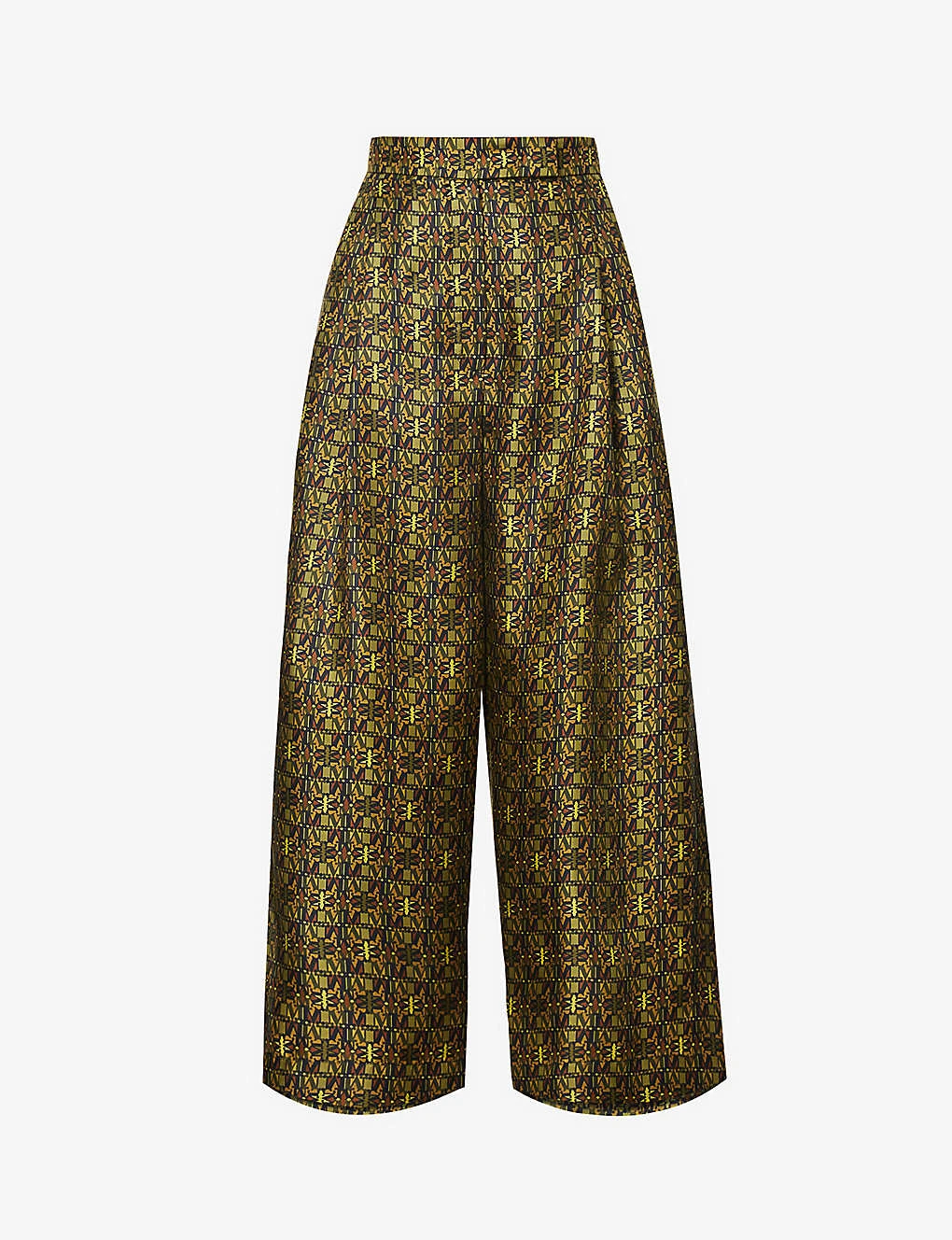 Max Mara Moxa Monogram-print High-rise Wide-leg Cropped Silk Trousers 1 Max Mara Moxa Monogram-print High-rise Wide-leg Cropped Silk Trousers