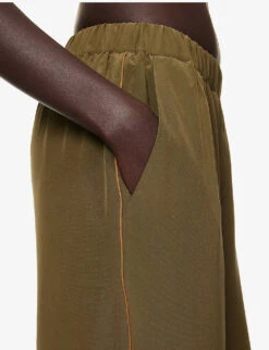 Max Mara Zigano Relaxed-fit High-rise Silk Trousers -Whistles Closet Shop R04156238 OLIVEGREEN ALT04