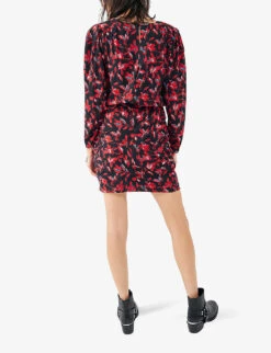 Ikks Floral-print Long-sleeved Woven Mini Dress -Whistles Closet Shop R04156296 RED ALT02