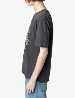 Zadig & Voltaire Bow Graphic-print Cotton T-shirt -Whistles Closet Shop R04156820 CARBONE ALT02