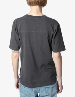 Zadig & Voltaire Bow Graphic-print Cotton T-shirt -Whistles Closet Shop R04156820 CARBONE ALT03