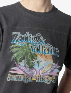 Zadig & Voltaire Bow Graphic-print Cotton T-shirt -Whistles Closet Shop R04156820 CARBONE ALT04