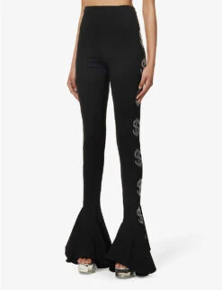 $ Martha Flared-leg High-rise Stretch-woven Trousers -Whistles Closet Shop R04156853 BLACK ALT02