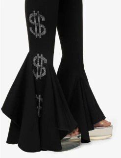 $ Martha Flared-leg High-rise Stretch-woven Trousers -Whistles Closet Shop R04156853 BLACK ALT04