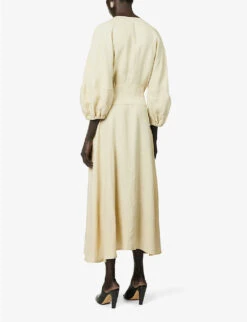 Round-neck Flared-hem Relaxed-fit Linen Maxi Dress 8 Round-neck Flared-hem Relaxed-fit Linen Maxi Dress -Whistles Closet Shop R04157388 BEIGE ALT03