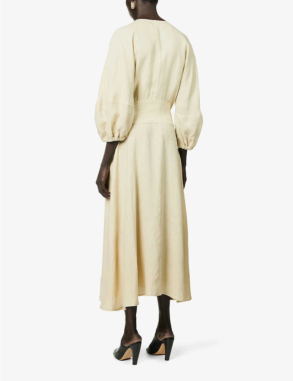 Round-neck Flared-hem Relaxed-fit Linen Maxi Dress 4 Round-neck Flared-hem Relaxed-fit Linen Maxi Dress - Image 4