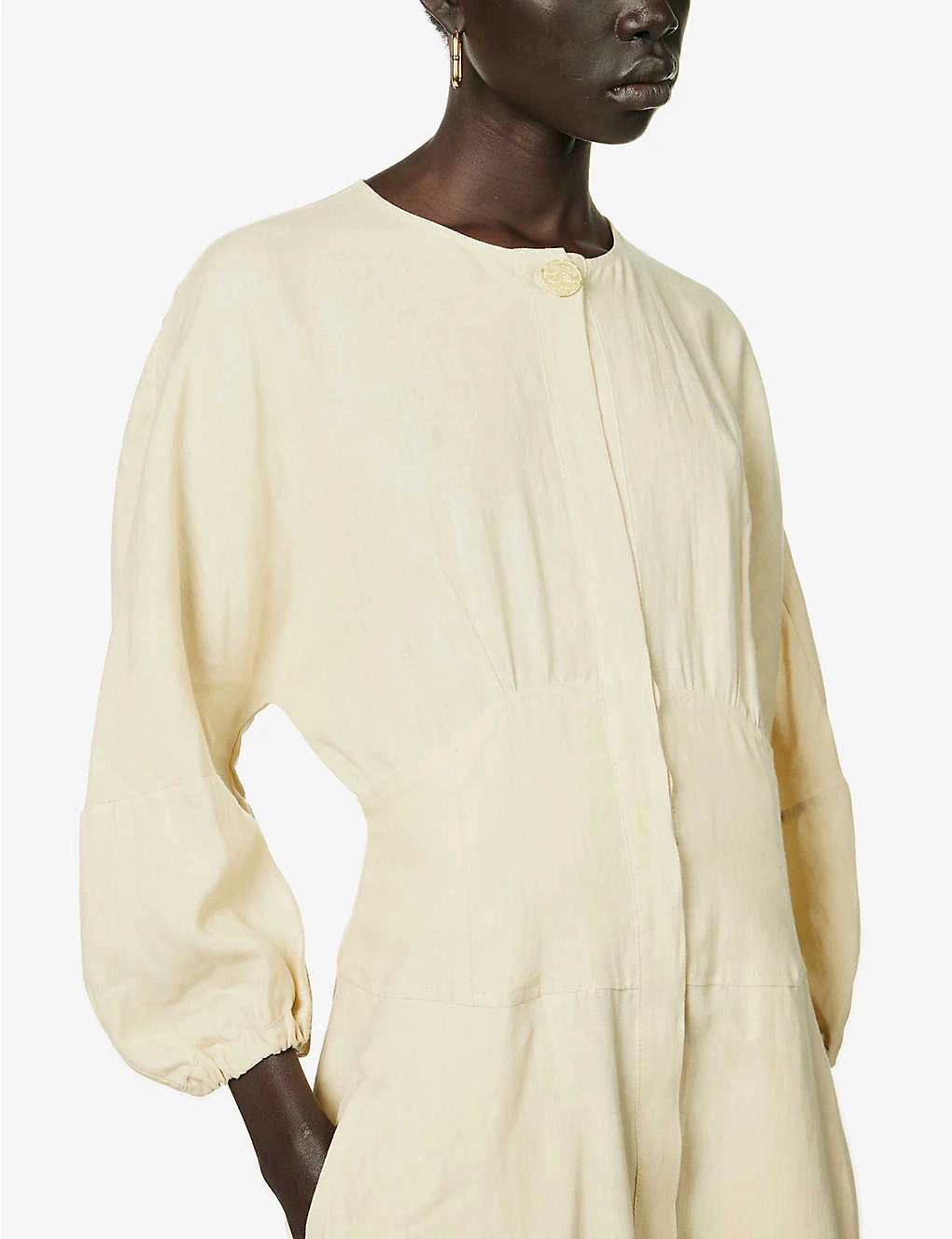 Round-neck Flared-hem Relaxed-fit Linen Maxi Dress 5 Round-neck Flared-hem Relaxed-fit Linen Maxi Dress - Image 5