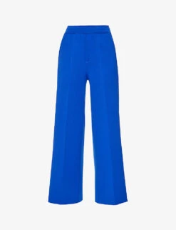 Drawstring-waist Wide-leg Mid-rise Recycled-polyester Blend Trousers