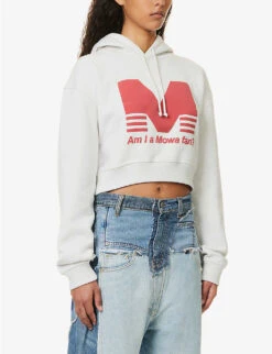 Logo-print Cropped Cotton-jersey Hoody 7 Logo-print Cropped Cotton-jersey Hoody -Whistles Closet Shop R04158076 BARELYBLUE ALT02