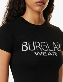 Burglar Baby Graphic-print Stretch-woven T-shirt -Whistles Closet Shop R04158089 BLACK ALT04