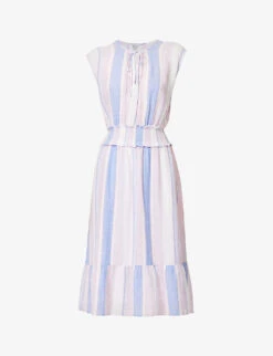RAILS Ashlyn Striped Linen-blend Midi Dress