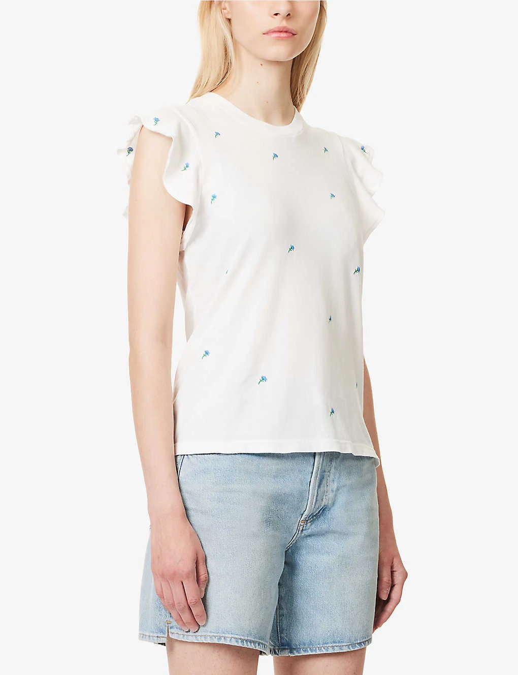RAILS Birdie Floral-embroidered Cotton T-shirt 3 RAILS Birdie Floral-embroidered Cotton T-shirt - Image 3