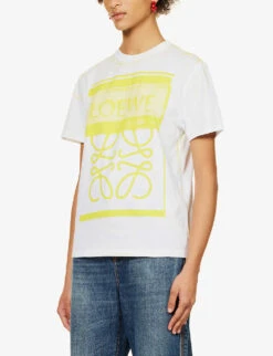 Loewe Anagram Graphic-print Regular-fit Cotton-jersey T-shirt -Whistles Closet Shop R04159264 WHITEYELLOW ALT02