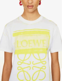 Loewe Anagram Graphic-print Regular-fit Cotton-jersey T-shirt -Whistles Closet Shop R04159264 WHITEYELLOW ALT04
