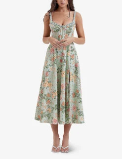 Sabrina Floral-print Cotton-blend Midi Dress 7 Sabrina Floral-print Cotton-blend Midi Dress -Whistles Closet Shop R04159571 LIGHTJADE ALT02