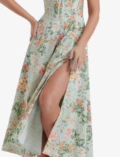 Sabrina Floral-print Cotton-blend Midi Dress 9 Sabrina Floral-print Cotton-blend Midi Dress -Whistles Closet Shop R04159571 LIGHTJADE ALT04