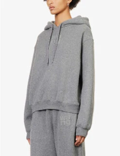 ALEXANDER WANG Glitter Terry Logo-print Cotton-blend Hoody -Whistles Closet Shop R04160698 SIDEWALK ALT02