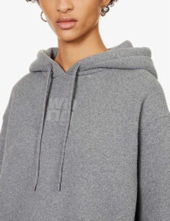ALEXANDER WANG Glitter Terry Logo-print Cotton-blend Hoody -Whistles Closet Shop R04160698 SIDEWALK ALT04