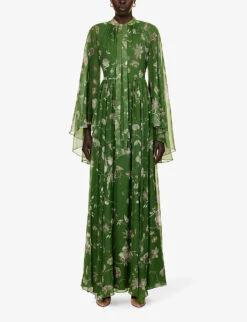 Erdem Floral-print High-neck Silk Maxi Dress 8 Erdem Floral-print High-neck Silk Maxi Dress -Whistles Closet Shop R04160736 OPHELIAVINECLOVER ALT02